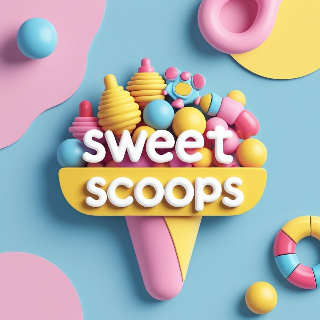 Bright Sweet Scoops Logo With Fidget Toys